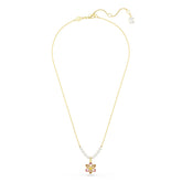 Idyllia pendant, Crystal pearl, Mixed cuts, Flower, Multicolored, Gold-tone plated